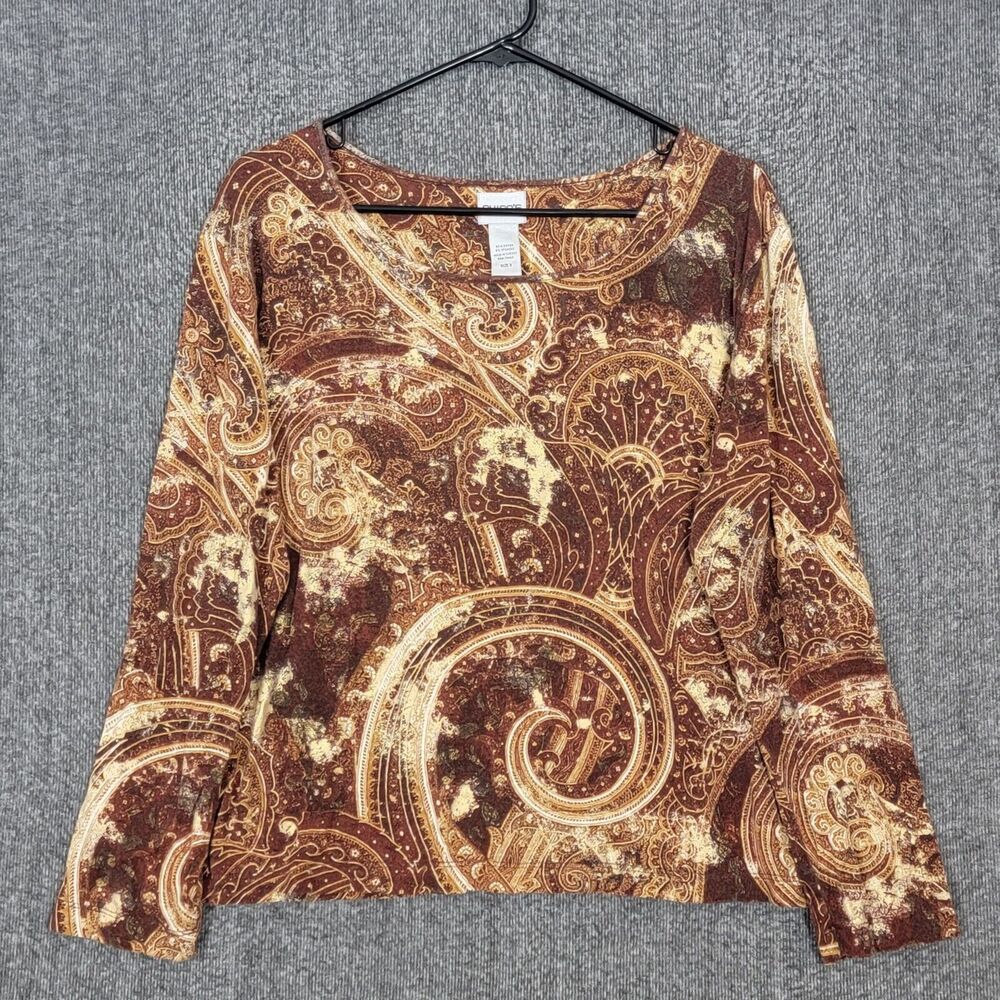 CURATED BY RUA'H KIBRIYABrown Metallic Gold Floral Paisley Long-Sleeved Pullover